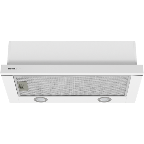 ВЫТЯЖКА HOMSair Flat 60 White/ встраиваемая, колыбельное управление, 2 скорости, 520 м3/ч, до 20 м2, 45 дБ, угольный фильтр CF110 - 1 шт, ШхВхД: 500х176х280 мм, белый цвет