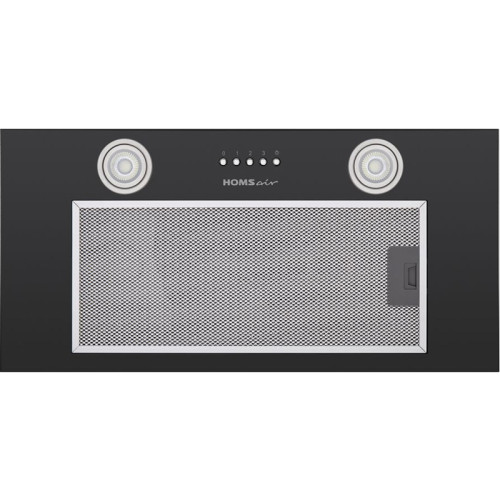 ВЫТЯЖКА HOMSair Camelia Power 60 Black/ полновстраиваемая, кнопочное управление, 3 скорости, 580 м3/ч, до 30 м2, 52 дБ, светодиодное LED-освещение, угольный фильтр CF02X 1 шт., ШхВхД: 650х172х260 мм, черный цвет