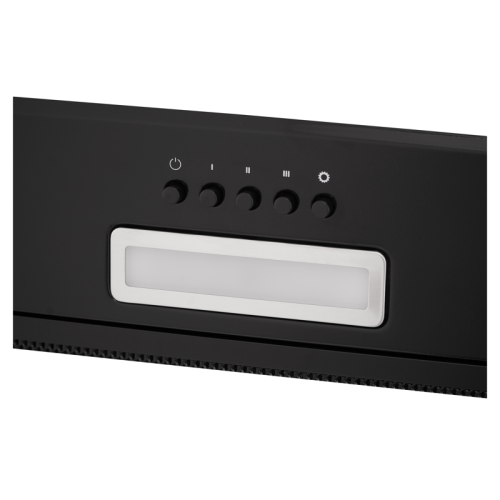 Встраиваемая вытяжка EVELUX, High-Tech, 60 см, 3 скорости, макс. Производительность 750 м3/ч, обратный клапан, LED подсветка, механическое управление, угольный фильтр ECFA 2122, цвет черный