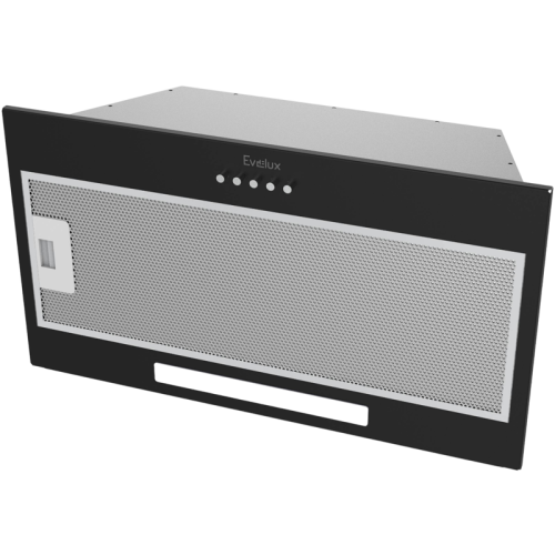 Встраиваемая вытяжка, полновстраиваемая в шкаф, 60 см, отвод/циркуляция,  механический контроль, 3 скорости работы, производительность 860 м3/ч, LED освещение, металл, черный, 520х290х176 мм.