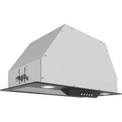 Полновстраиваемая вытяжка KORTING/ Полновстраиваемая вытяжка KORTING, 52 см, 3 режима, 500 м3/ч, кнопочное управление, воздухоотвод , рециркуляция, 1 мотор, LED освещение, угольный фильтр KIT 0282 (опция), уровень шума 54 дБ, цвет черный