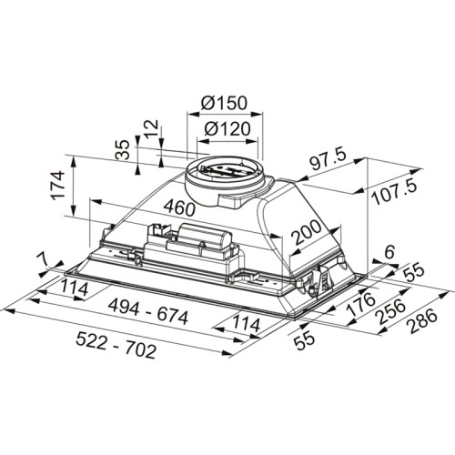 Вытяжка Franke FBI 705 BK/ Best, Вытяжка FBI 705 BK, BOX, ширина 70 см, 650 м3/ч, 3 скорости, LED освещение,  цвет: черный матовый