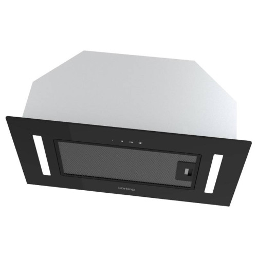 Полновстраиваемая вытяжка KORTING/ Полновстраиваемая вытяжка KORTING, 52 см, сенсорное управление, 3 режима, производительность 550 м3/ч, пульт ДУ, таймер, LED освещение, алюминиевый жировой фильтр, цвет черное стекло