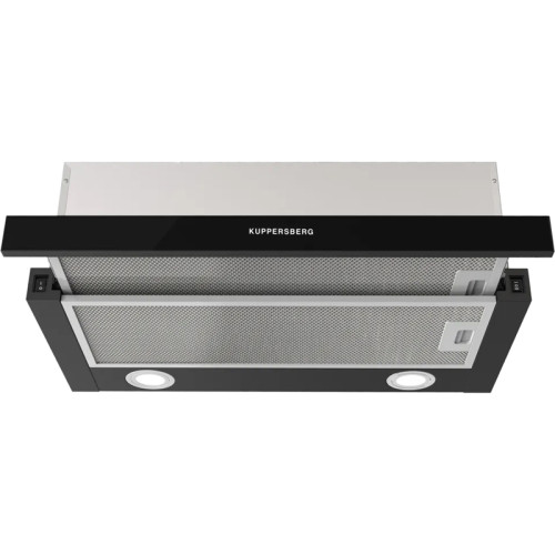 Встраиваемая вытяжка KUPPERSBERG/ Встраиваемая вытяжка KUPPERSBERG, телескопическая, 60 см, High-Tech, макс. Производительность 750 м3/ч, 2 скорости, механическое управление, светодиодное освещение, уровень шума 51 дБ, цвет черный