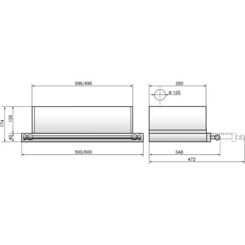 Встраиваемые кухонные вытяжки/ Вытяжка встраиваемая Интегра 50П-400-В2Л антрацит/рейлинг бронза ELIKOR