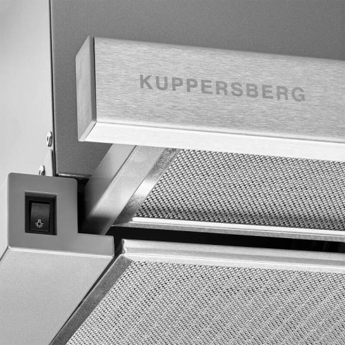 Вытяжка встраиваемая Kuppersberg/ Встраиваемая вытяжка, ширина 55,2 см, отвод/рециркуляция, 550 м3/час, механическое кнопочное управление, 3 скорости, светодиодное освещение 2х2 Вт, металлические жироулавливающие фильтры, угольный фильтр KF-Y (опция), цве