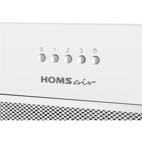 ВЫТЯЖКА HOMSair Camelia Power 60RD White/ полновстраиваемая, механическое управление, 3 скорости, 850 м3/ч, до 20 м2, LED-освещение, 60 см, белый
