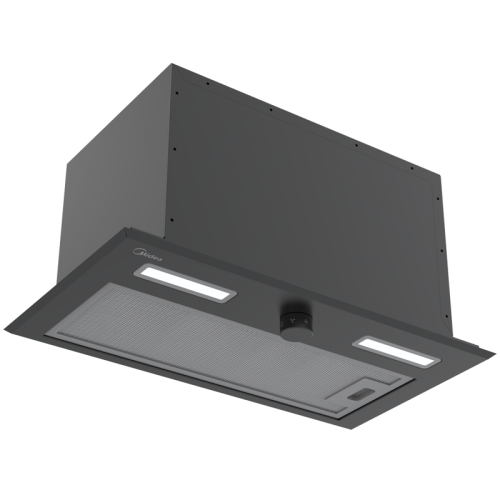 Встраиваемая вытяжка MIDEA/ MDK/Встраиваемая вытяжка MIDEA, ширина 52 см, механическое управление, LED освещение, 3 скорости, максимальная производительность 1150 м3/ч, режим рециркуляции, угольный фильтр в комплекте, уровень шума 72 дБ, цвет черный