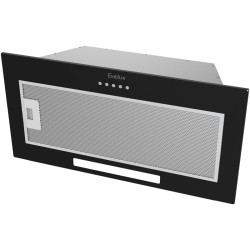 Встраиваемая вытяжка, полновстраиваемая в шкаф, 80 см, отвод/циркуляция,  механический контроль, 3 скорости работы, производительность 860 м3/ч, LED освещение, металл, черный, 700х290х176 мм.