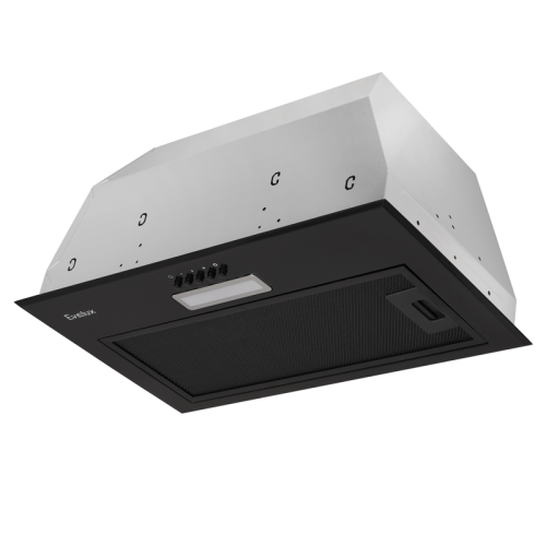 Встраиваемая вытяжка EVELUX, High-Tech, 60 см, 3 скорости, макс. Производительность 750 м3/ч, обратный клапан, LED подсветка, механическое управление, угольный фильтр ECFA 2122, цвет черный