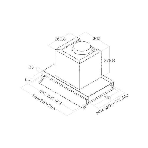 Вытяжка встраиваемая/ Вытяжка встраиваемая Elica Boxin LX/BL MAT/A/90 черный управление: поворотные переключатели (1 мотор)