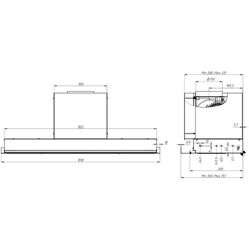 Вытяжка Franke 305.0738.601/ Best, Вытяжка EVO 90 BK, Встраиваемая вытяжка, воздухопроизводительность 1000 м3/ч, периметральное всасывание, сенсорное управление, пульт ДУ в комплекте, таймер остаточного хода, низковольтная панель - позволяет установить вы