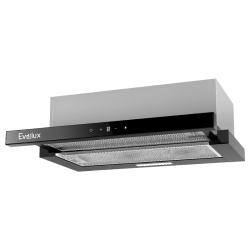Встраиваемая вытяжка EVELUX, телескопическая, High-Tech, 60 см, 3 скорости, макс. Производительность 750 м3/ч, обратный клапан, LED подсветка, сенсорное управление, угольный фильтр ECFA 2123 (опция), цвет черный