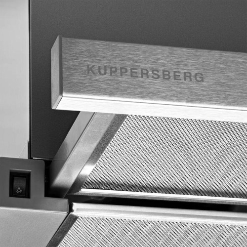Встраиваемая вытяжка Kuppersberg/ Встраиваемая телескопическая вытяжка, ширина 60 см, отвод/рециркуляция, 1500 м3/час, механическое управление, 3 скорости, освещение 2х2 Вт, металлические жироулавливающие фильтры, угольный фильтр KF-ES (опция), 63.4 дБ, о