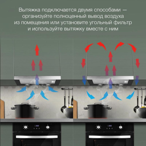 Вытяжка встраиваемая/ Вытяжка встраиваемая Hyundai HBH 6232 IX нержавеющая сталь/черный управление: кнопочное (1 мотор)