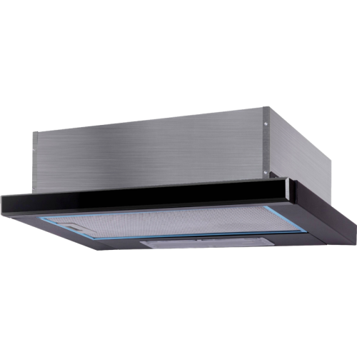 Вытяжка с выдвижным экраном KORTING/ Вытяжка с выдвижным экраном KORTING, 60 см, 3 режима, 400 м3/ч, механическое управление, воздухоотвод , рециркуляция, 1 мотор, LED освещение, угольный фильтр KIT 0276 (опция), уровень шума 53 дБ, цвет черное стекло