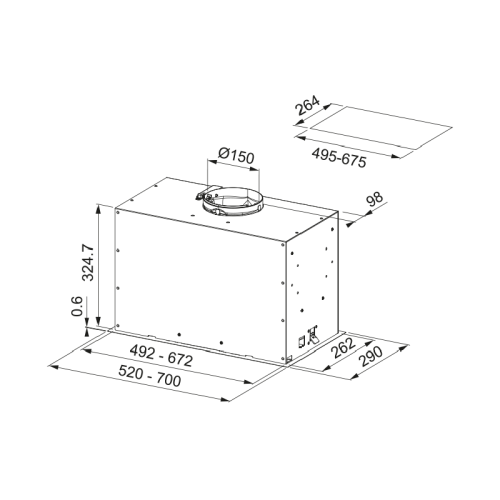 Вытяжка Franke FBFE WH MATT A52/ Best, Встраиваемая вытяжка, 1035 м3/ч, LED, управление кнопочное, белый