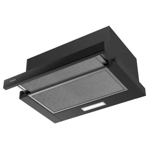 Встраиваемая вытяжка EVELUX, телескопическая, 50 см, 2 скорости, произваодительность 710 м3/ч, механическое управление, LED освещение, Hi-Tech, цвет черный