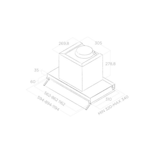Встраиваемые вытяжки ELICA/ Встраиваемые вытяжки ELICA BOXIN LX/IX/A/120-PRF0114762A Встраиваемая, 120 см, 1000 м3/ч, нержавеющая сталь