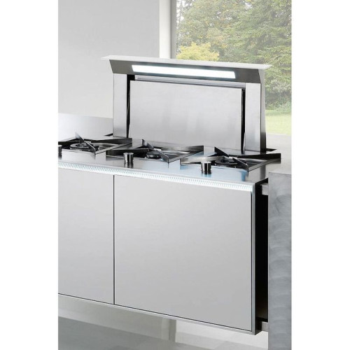 Встраиваемая в столешницу вытяжка FALMEC DOWNDRAFT GLASS WHITE 120, серия Design+, 112 см, сенсорное управление, светодиодное освещение, периметральное всасывание, 4 скорости, отвод/циркуляция, режим 24 часа, угольный фильтр (опция), мотор для вытяжки при