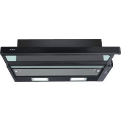 Serie 2, встраивамая вытяжка с выдвижным экраном, 60 см, цвет черный, производительность до 300 м3/ч, режим отвода/циркуляции, 3 ступени мощности, кулисные переключатели, LED-освещение