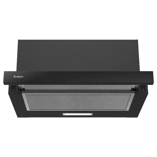 Встраиваемая вытяжка EVELUX, телескопическая, 50 см, 2 скорости, произваодительность 710 м3/ч, механическое управление, LED освещение, Hi-Tech, цвет черный