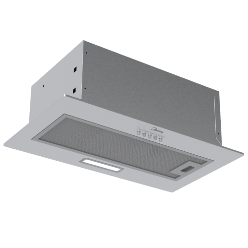 Встраиваемая вытяжка MIDEA/ Встраиваемая вытяжка MIDEA MH60I301X Встраиваемая вытяжка MIDEA, ширина 52 см, кнопочное управление, LED освещение, 3 скорости, максимальная производительность 400 м3/ч, режим рециркуляции, угольный фильтр в комплекте, уровень 