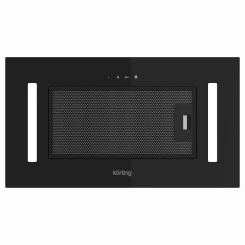 Полновстраиваемая вытяжка KORTING/ Полновстраиваемая вытяжка KORTING, 52 см, сенсорное управление, 3 режима, производительность 550 м3/ч, пульт ДУ, таймер, LED освещение, алюминиевый жировой фильтр, цвет черное стекло