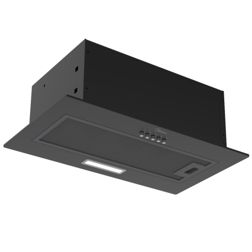Встраиваемая вытяжка MIDEA/ Встраиваемая вытяжка MIDEA, ширина 52 см, кнопочное управление, LED освещение, 3 скорости, максимальная производительность 400 м3/ч, режим рециркуляции, угольный фильтр в комплекте, уровень шума 65 дБ, цвет черный