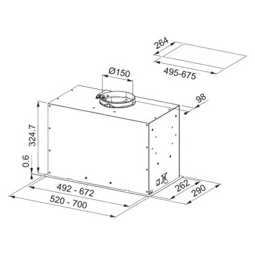 Вытяжка Franke FBFE BK MATT A70/ Best, Встраиваемая вытяжка, 70 см, 1035 м3/ч, LED, управление кнопочное, черный матовый