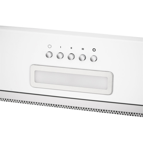 Встраиваемая вытяжка EVELUX, High-Tech, 60 см, 3 скорости, макс. Производительность 750 м3/ч, обратный клапан, LED подсветка, механическое управление, угольный фильтр ECFA 2122, цвет белый