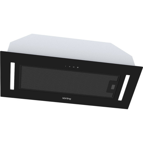 Полновстраиваемая вытяжка KORTING/ Полновстраиваемая вытяжка KORTING, 70 см, 3 режима, 550 м3/ч, сенсорное управление, таймер, воздухоотвод , рециркуляция, 1 мотор, LED освещение, угольный фильтр KIT 0271 (опция), уровень шума 54 дБ, цвет черное стекло