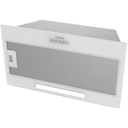 Встраиваемая вытяжка, полновстраиваемая в шкаф, 60 см, отвод/циркуляция,  механический контроль, 3 скорости работы, производительность 860 м3/ч, LED освещение, металл, белый, 520х290х176 мм.