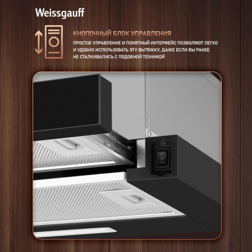 Вытяжка встраиваемая/ Вытяжка встраиваемая Weissgauff TEL 500 Glass черный управление: кулисные переключатели (1 мотор) Вытяжка встраиваемая/ Вытяжка встраиваемая Weissgauff TEL 500 Glass черный управление: кулисные переключатели (1 мотор)