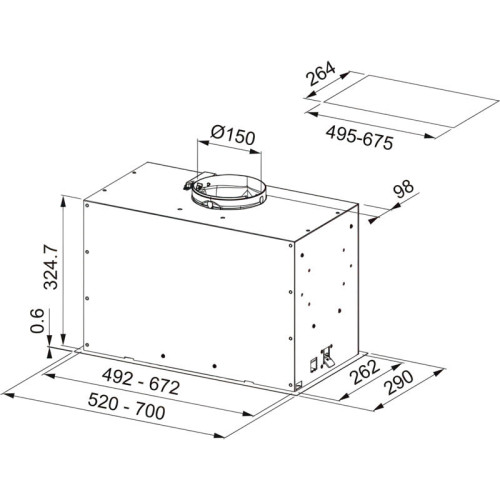 Вытяжка Franke FBFE XS A52/ Best, Вытяжка FBFE XS A52, BOX FLUSH EVO, ширина 52 см, 1035 м3/ч, 3 скорости + интенсивный режим, электронное управление, LED освещение,  цвет: нержавеющая сталь