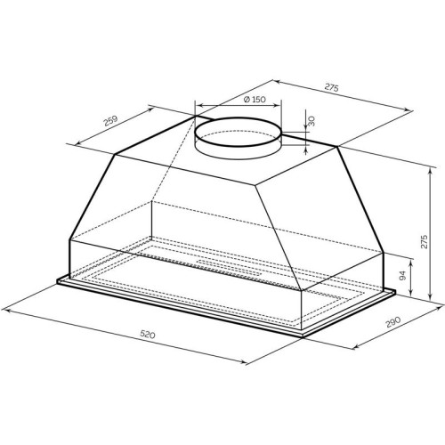 Вытяжка встраиваемая/ Вытяжка встраиваемая Lex Hyper 600 GS Inverter GR серый управление: сенсорное (1 мотор)