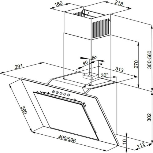 Вытяжка каминная Weissgauff Sigma 60 PB BL черный управление: кнопочное (1 мотор)