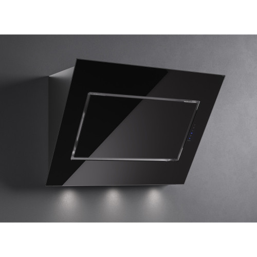 Вытяжка FALMEC QUASAR GLASS BLACK 120, 120 см, наклонная, электронное/сенсорное управление, светодиодное освещение, периметральное всасывание, 4 скорости, отвод/циркуляция, режим 24 часа, макс. производительность 1280 м3/ч, угольный фильтр в комплекте, во