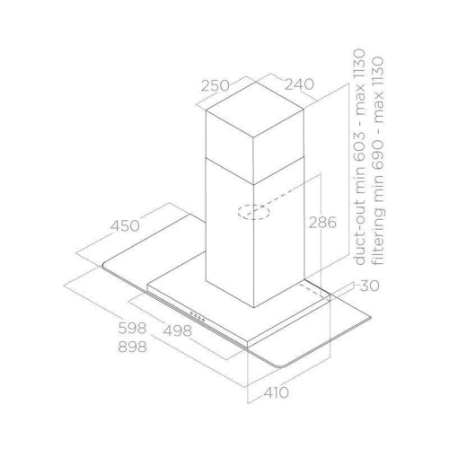 Вытяжка каминная Elica Flat Glass IX/A/90 нержавеющая сталь управление: кнопочное (1 мотор)