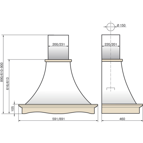 Retail&Kitchen, BEST, Кухонная вытяжка ELIKOR Рококо 60П-700-П3Д белый муар/дуб неокр