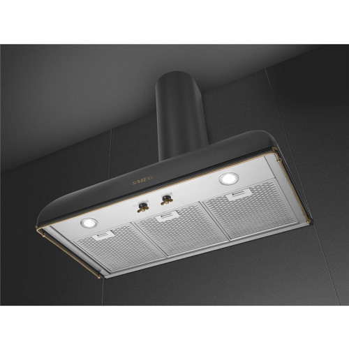 Вытяжка SMEG/ Coloniale, Вытяжка настенная, 90 см, антрацит, фурнитура латунная