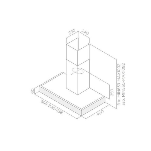 Вытяжка каминная Elica Spot Plus IX/A/90 серебристый управление: кнопочное (1 мотор)