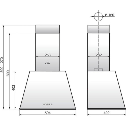 Вытяжка каминная Elikor Гамма 60П-650-Э3Д антрацит/серебристый управление: кнопочное (1 мотор)