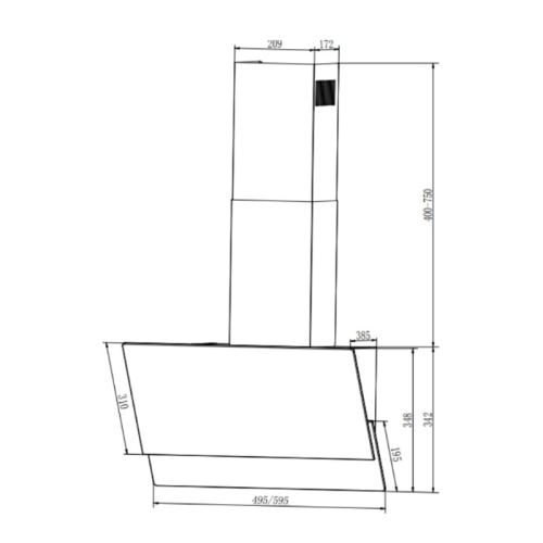 Вытяжки ELIKOR 243072 GOOD, Кухонная вытяжка ELIKOR КВ VERTEX 50 WH, наклонная, белый, 50 см, 750 м3/ч