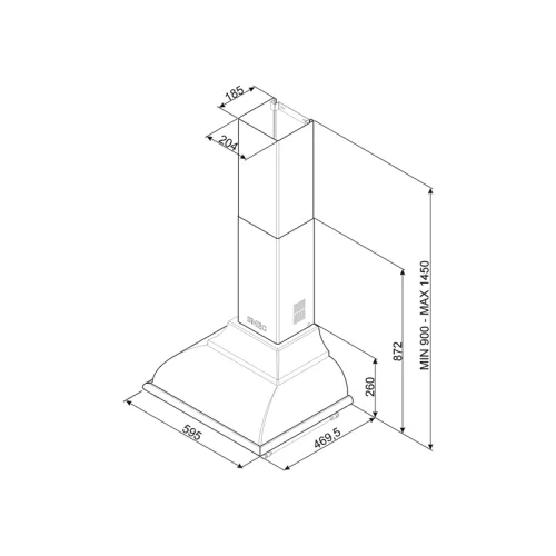 Вытяжки SMEG/ Cortina, вытяжка настенная декоративная, 60 см, кремовый, фурнитура (логотип + боковые релинги) латунная