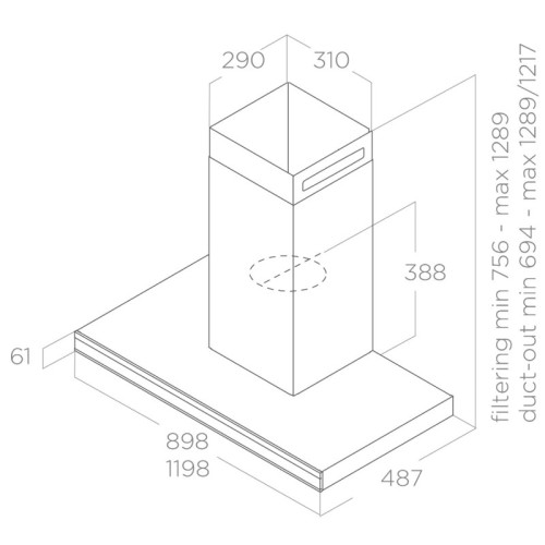 Вытяжка ELICA/ Вытяжка ELICA, 90 см, Т-образная, рециркуляция/отвод, сенсорное управление, 3 скорости + интенсивный режим, LED освещение, индикация насыщения фильтра, таймер с автовыключением, энергоэффективность А+, цвет нержавеющая сталь/черный