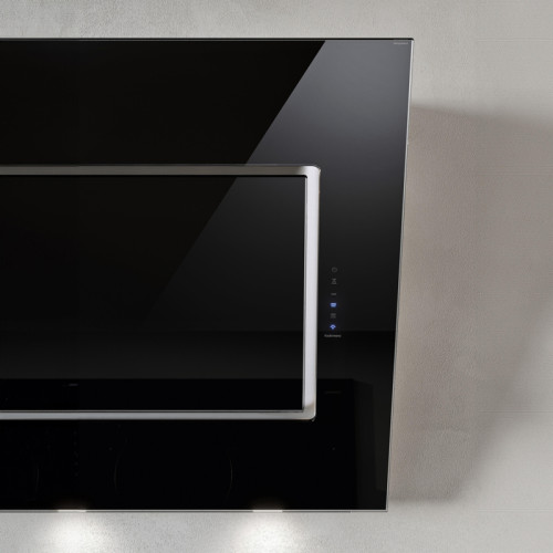 Вытяжка FALMEC QUASAR GLASS BLACK 120, 120 см, наклонная, электронное/сенсорное управление, светодиодное освещение, периметральное всасывание, 4 скорости, отвод/циркуляция, режим 24 часа, макс. производительность 1280 м3/ч, угольный фильтр в комплекте, во