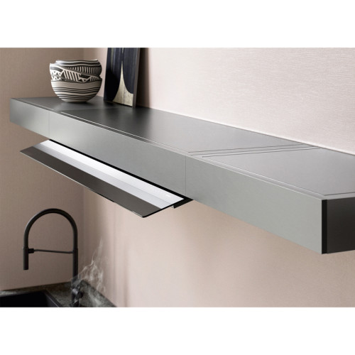 Вытяжка FALMEC SHELF 120 NERO (отвод воздуха, без мотора), 120 см, настенная, электронное/сенсорное управление, светодиодное освещение Dynamic Led Light, 4 скорости, интенсивный режим, таймер, угольный фильтр (опция), возможность работы с внешним мотором,