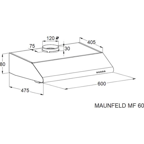 ВЫТЯЖКА MAUNFELD/ Подвесная вытяжка, 60 см, 3 скорости, 420 м3/ч, LED освещение, цвет черный, (угольный фильтр CF152A приобретается отдельно)