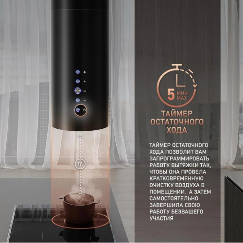 Вытяжка каминная Weissgauff Tubus 1406 Island черный управление: кнопочное (1 мотор)